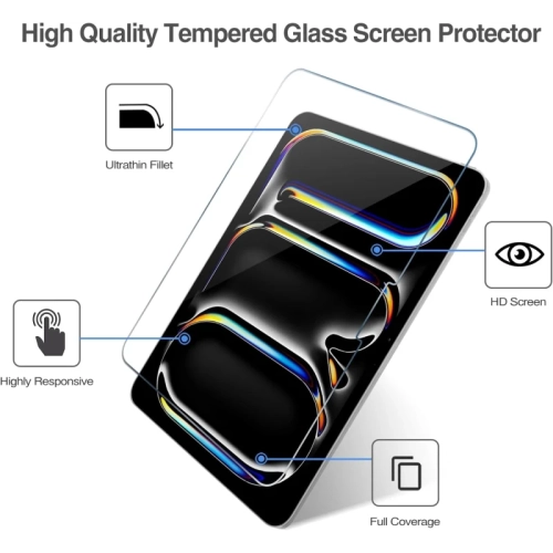 2 Pack Tempered Glass Screen Protector for iPad Pro 11-Inch 2024 - Film Guard for iPad Pro 11