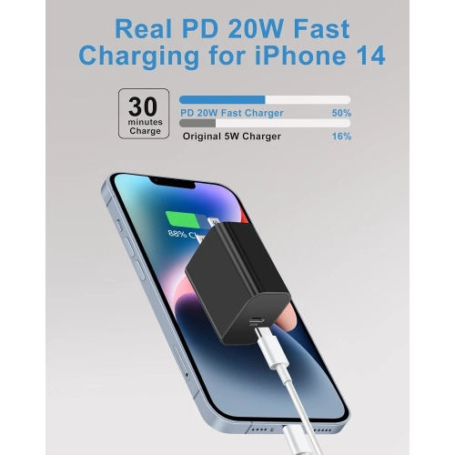 3-Pack 20W USB C Charger Block - Fast Charging USB-C Wall Charger Plug Brick Cube Power Adapter for iPhone 14/14 Pro/14 Pro Max/13/12/11/XS/XR/X,