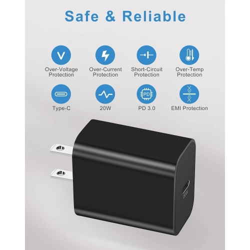 3-Pack 20W USB C Charger Block - Fast Charging USB-C Wall Charger Plug Brick Cube Power Adapter for iPhone 14/14 Pro/14 Pro Max/13/12/11/XS/XR/X,