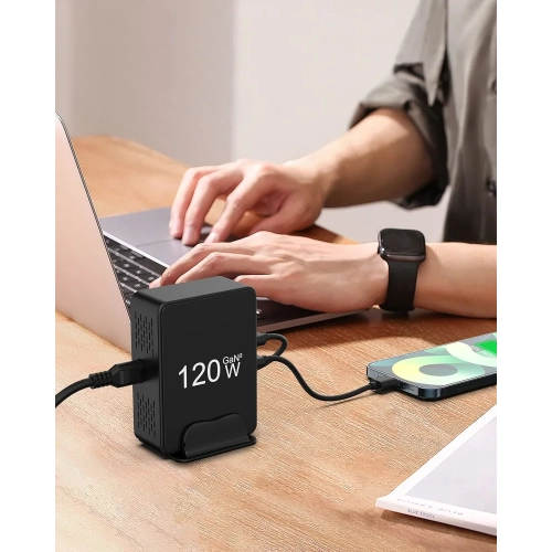 120W USB Charging Station - 6-Port GaN USB Charger for Multiple Devices, USB C & USB-A Charging Hub for MacBook, iPad, iPhone 14/13/12/11 Pro,