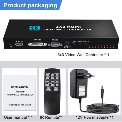 3x3 9 Screen 4K HDMI DVI TV Input 1920x1080 Output Video wall Controller 1X2 1X4 1X3 2x2 2x3 3x2 4X2 2X4 Multi Video Screen Processor Switcher Splicer