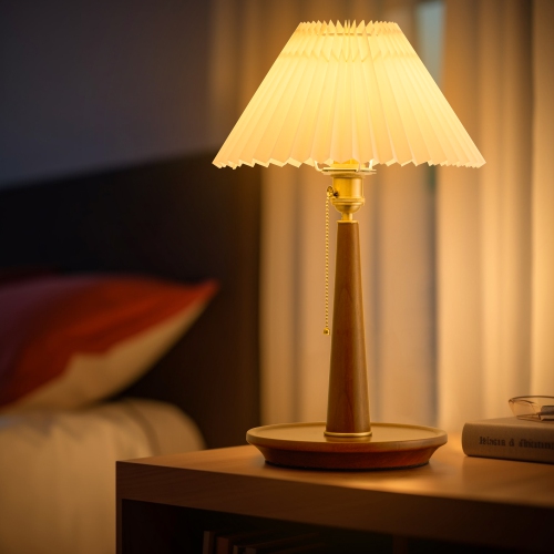 LAMP DEPOT  Walnut Retro Led Table Lamp Bedside Lamp