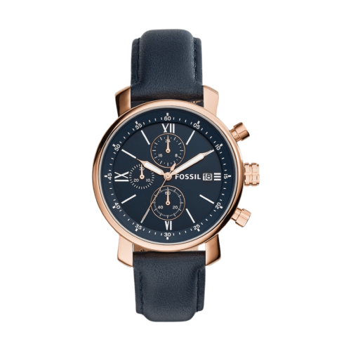 Montre en cuir bleu marine avec chronographe de Fossil