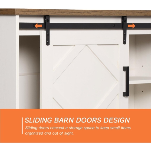 WAMPAT Farmhouse TV Stand Modern Sliding Barn Door Entertainment Center for TVs Up to 75 inches,Wood TV Media Console Table Cabinet Storage for