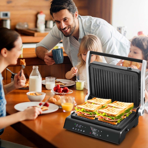 Costway Electric Panini Press Grill Sandwich Maker with LED Display&nbsp;& Removable Drip Tray