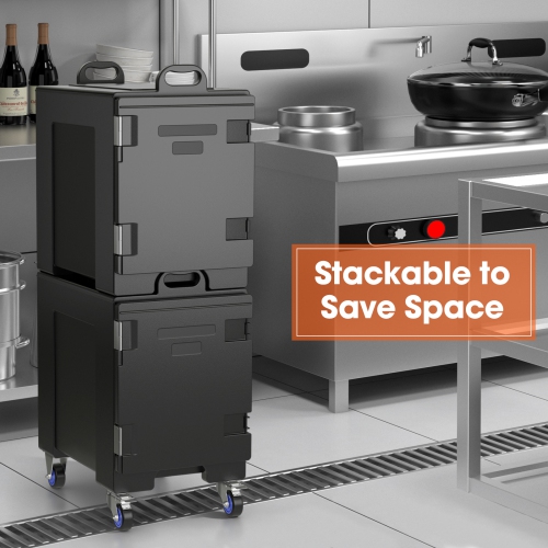 Costway Insulated Food Pan Carrier Quart 5 Full-Size Pan 81 Capacity w/ Wheels