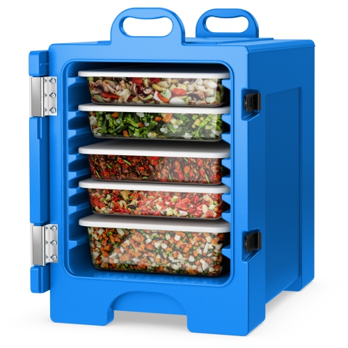 Costway End-Loading Insulated Food Pan Carrier Hot & Cold 5 Food Pan Capacity with Handles