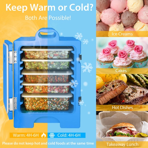Costway 4 Pack End-Loading Insulated Food Pan Carrier Hot & Cold 5 Food Pan Capacity