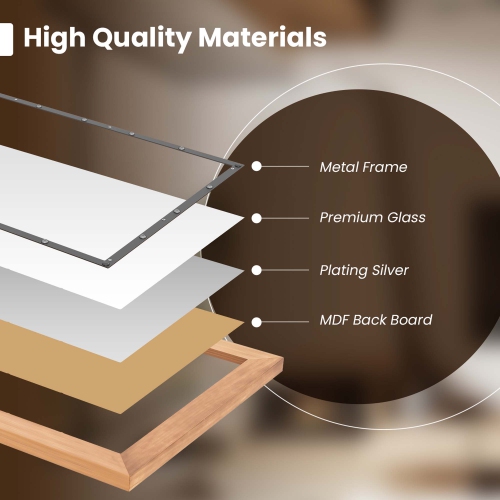 Miroir mural rectangulaire de Costway, 22 x 36 po, cadre en bois, avec crochets suspendus