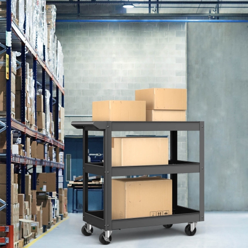 Chariot utilitaire à 3 niveaux en métal de Costway 400 lb rangement pour outils chariot noir