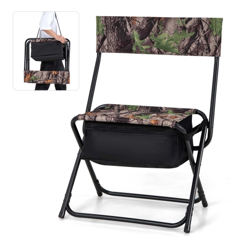 COSTWAY  Folding Hunting Chair Foldable Portable Fishing Stool With Storage Pocket