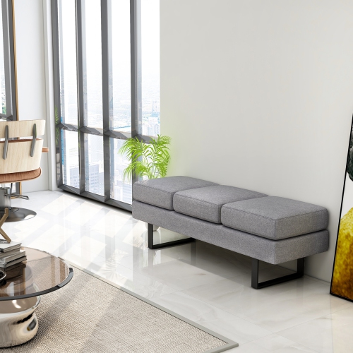 Banc de réception avec cadre en métal gris de Costway pour salle d'attente