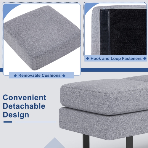 Banc de réception avec cadre en métal gris de Costway pour salle d'attente