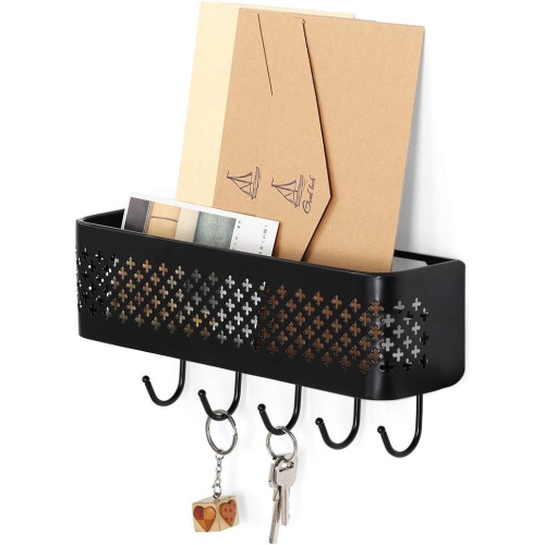 Wall mounted Key Rack, Mail Sorting Rack, 5 Hook Entrance Storage Organiser