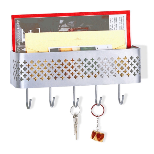 Wall mounted Key Rack, Mail Sorting Rack, 5 Hook Entrance Storage Organiser