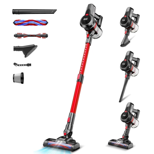 INSE  N6 Cordless Vacuum Cleaner With 2200Mah Rechargeable Battery 6-In-1 Stick Vacuum Up to 45 Mins Runtime - In Red