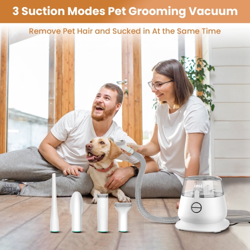 INSE P20 Pet Grooming Vacuum Large Dust Cup Pet Hair Vacuum with Clipper for Dogs 5 Pet Grooming Tools for Shedding Pet Hair
