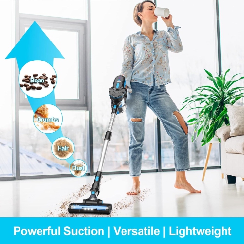 INSE V770 40Kpa Powerful Cordless Vacuum Cleaner with 2200mAh Battery 6-in-1 Rechargeable Battery up to 45mins Runtime Lightweight for Hardwood