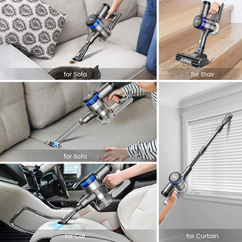 INSE S9 Cordless Vacuum Cleaner with 400W/30Kpa Suction 55min Max Runtime LED Display 4 Suction Modes with Smart Adjustment - Grey