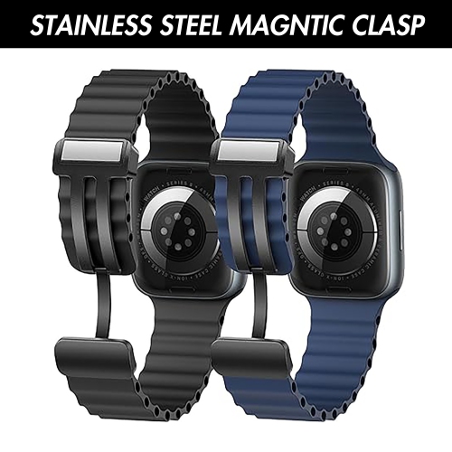 Bracelet en silicone ondulé océan à fermoir magnétique de Bandini pour Apple Watch Band Ultra 1, 2 et Series 11 10/9/8/7/6/5/4/3/2/1/SE -