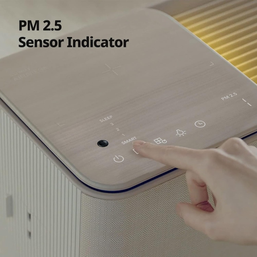 Coway Airmega Icon True HEPA Air Purifier with Air Quality Monitoring, Auto, Filter Indicator, and Wireless Device Charger, Covers 649 sq. ft, Beige