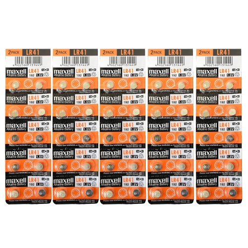 50 x Maxell LR41 Watch Batteries, LR41 Battery, SR1130SW, AG3, SR41W, SR41SW