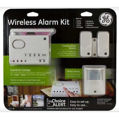 Système d'alarme sans fil GE 45171 – comprend centre de commande, 2 capteurs de porte et 1 détecteur de mouvement