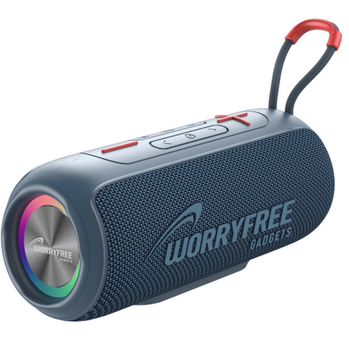 WORRYFREE GADGETS Wireless Portable Waterproof Bluetooth Speaker With RGB Lights- Blue