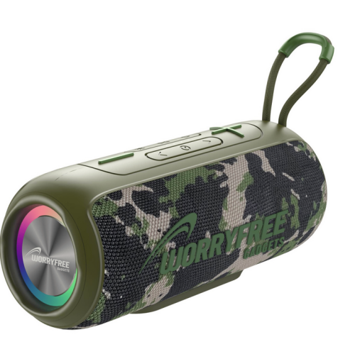 Wireless Portable Waterproof Bluetooth Speaker with RGB Lights- Camo