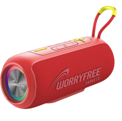 Wireless Portable Waterproof Bluetooth Speaker with RGB Lights- Red