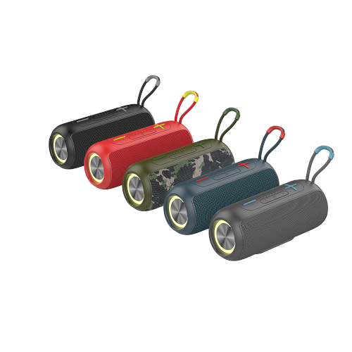 Wireless Portable Waterproof Bluetooth Speaker with RGB Lights- Red