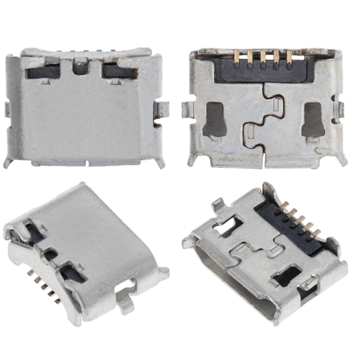 Replacement Charging port soldering required - 05 Pin - Micro B - 4 Anchor Points
