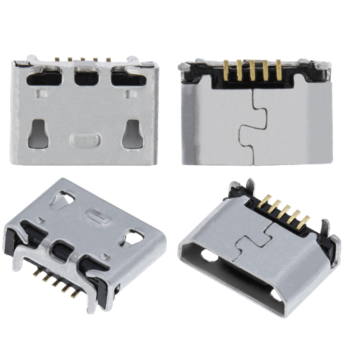 Replacement Charging port soldering required - 05 Pin - Micro B - 2 Anchor Points