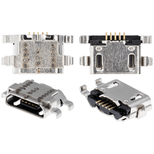Replacement Charging port soldering required - 05 Pin - Micro B - 4 Anchor Points