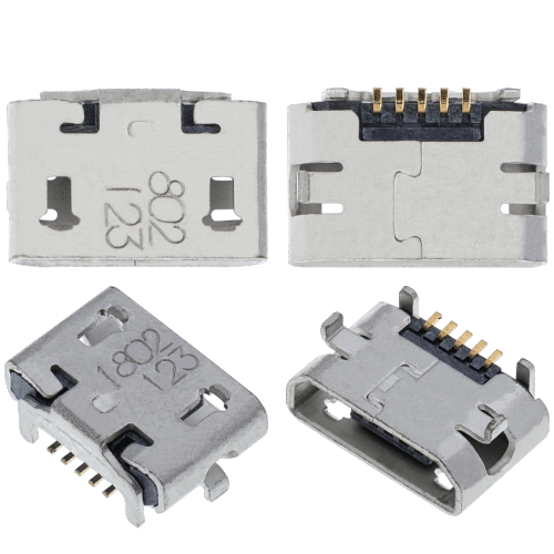 Replacement Charging port soldering required - 05 Pin - Micro B - 2 Anchor Points
