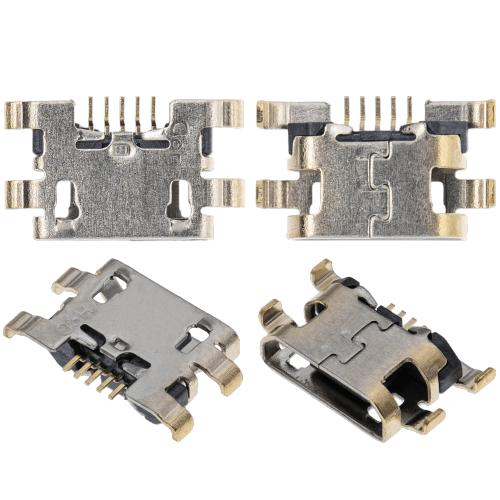 Replacement Charging port soldering required - 05 Pin - Micro B - 4 Anchor Points