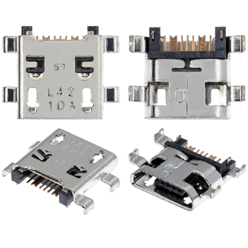 Replacement Charging port soldering required - 07 Pin - Micro B - 4 Anchor Points