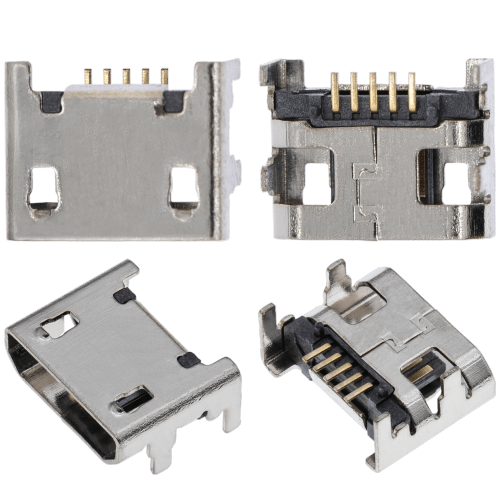 Replacement Charging port soldering required - 05 Pin - Micro B - 4 Anchor Points