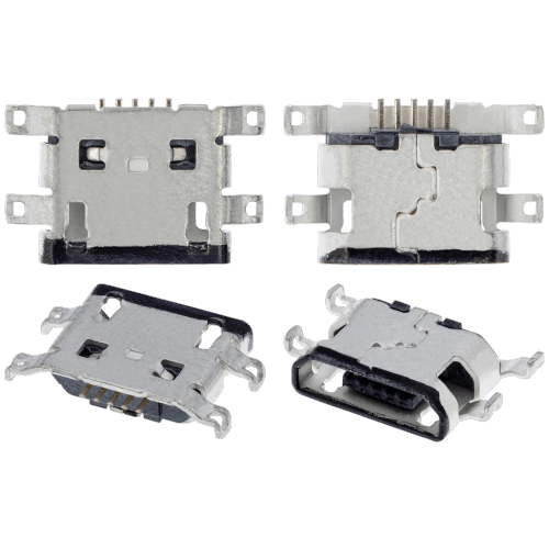 Replacement Charging port soldering required - 05 Pin - Micro B - 4 Anchor Points