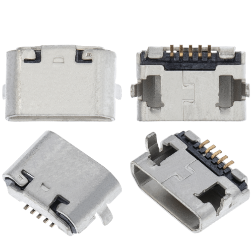 Replacement Charging port soldering required - 05 Pin - Micro B - 2 Anchor Points