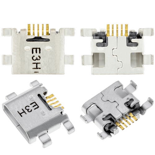Replacement Charging port soldering required - 05 Pin - Micro B - 6 Anchor Points