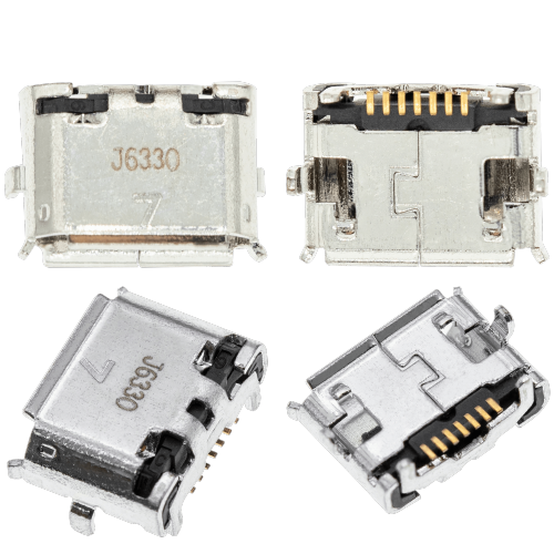 Replacement Charging port soldering required - 07 Pin - Micro B - 4 Anchor Points