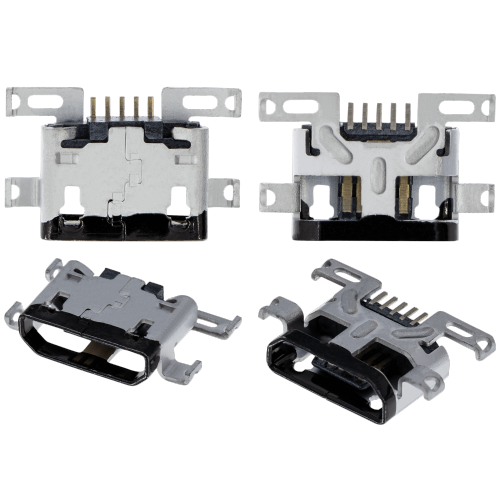 Replacement Charging port soldering required - 05 Pin - Micro B - 4 Anchor Points