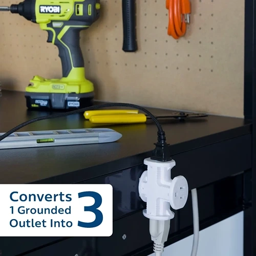 Philips 3-Outlet T-Shaped Adapter, White Outdoor/Indoor