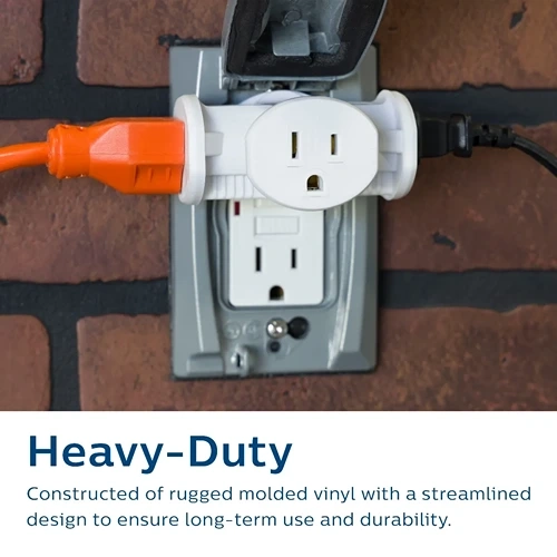 Philips 3-Outlet T-Shaped Adapter, White Outdoor/Indoor