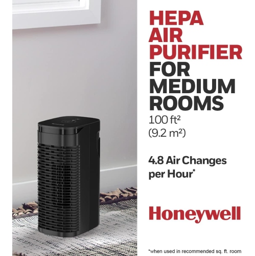 Honeywell HPA075BC True HEPA Air Purifier Medium Room,Allergen Remover, HEPA Filter,Capture 99.97% of Wildfire/Smoke,Dust,Pollen,Pet Dander,Reduce