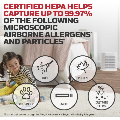 Honeywell HPA104C True HEPA Air Purifier Medium Room,Allergen Remover,Cleans Up To 750 Sq Ft in 1 Hour,Capture 99.97% of