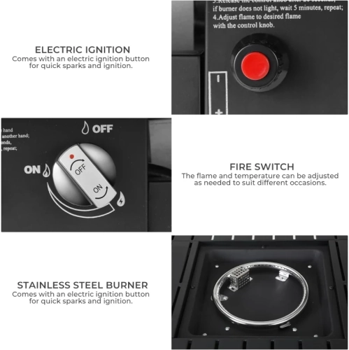 30 Inch Outdoor Propane Fire Pit Table - CSA Approved 50,000 BTU Auto-Ignition Gas Fireplace with Rattan-Look Steel Design and Lava Rock - Ideal for