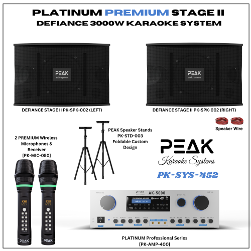 PEAK Karaoke PLATINUM PREMIUM DEFIANCE Wireless STAGE II System -3000W