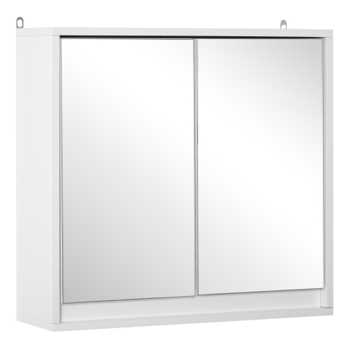 HOMCOM  Medicine Cabinet With Mirror, Modern Bathroom Wall Cabinet, Wall-Mounted Mirror Cabinet With 2 Doors And Adjustable Shelf In White